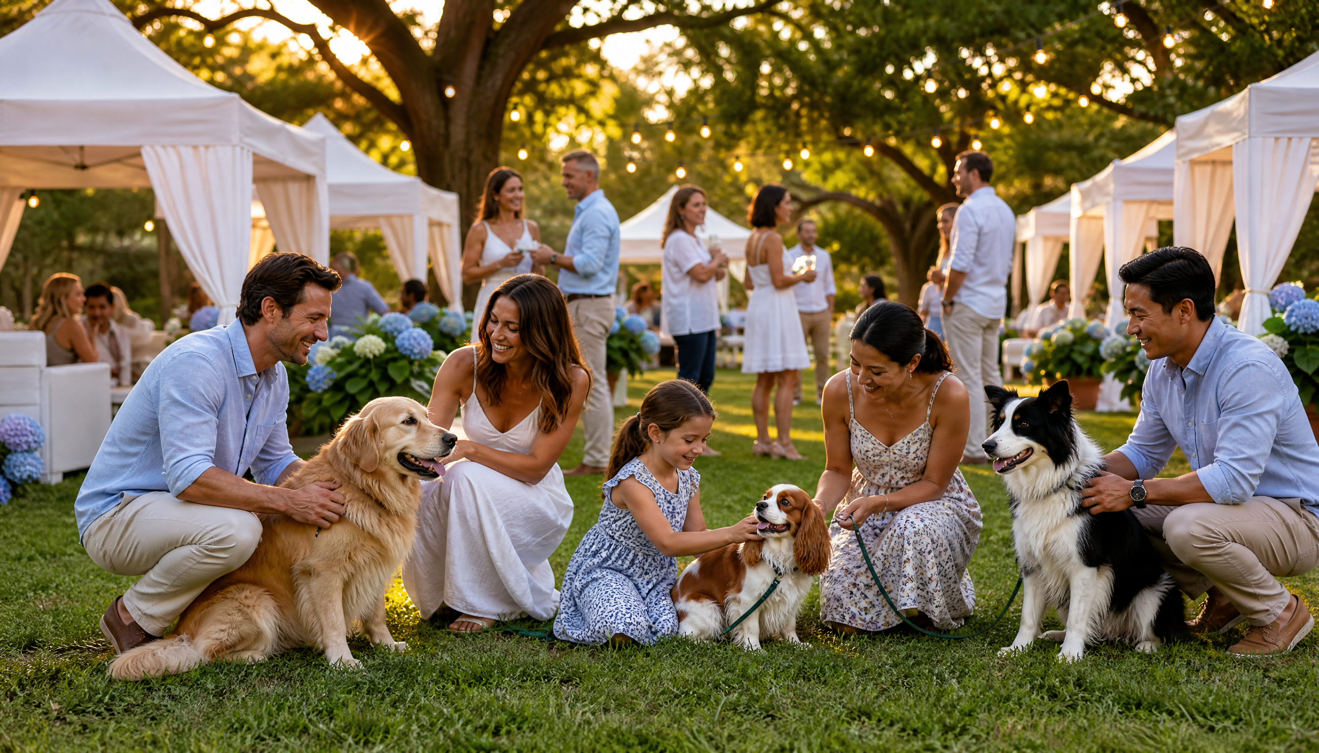 Community pet adoption event in a public park